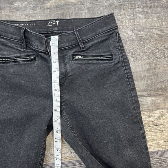Loft Jeans Women's Modern Skinny Ankle Black Zip Ankle Size 27/4 - Picture 14 of 16